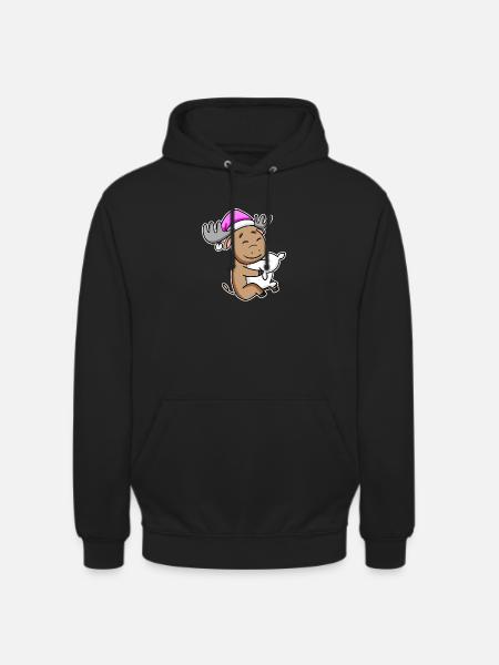 Moose Tired Sleeping Sleeping Girl - Unisex Hoodie - black