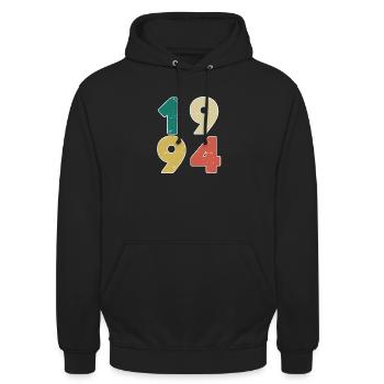 1994 - Jahrgang 1994 - Baujahr 1994 - Unisex Hoodie - Schwarz - Vorne - Alina (178cm) & Michal (187cm)
