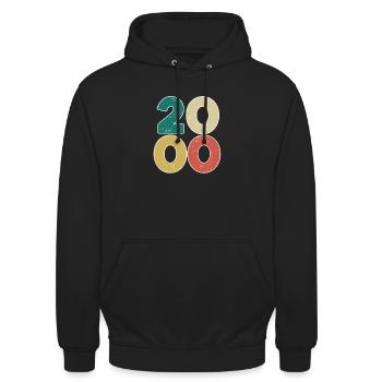 2000 - Jahrgang 2000 - Baujahr 2000 - Unisex Hoodie - Schwarz - Vorne - Alina (178cm) & Michal (187cm)