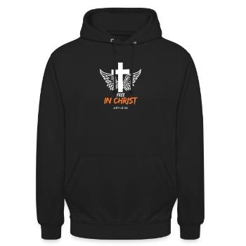 Religious symbolism with angel wings - Unisex Hoodie - black - Front - Alina (178cm) & Michal (187cm)