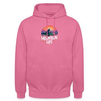 Lune de montagne à couper le souffle avec coucher de soleil - Sweat-shirt à capuche unisexe - rose - Devant - Alina (178cm) & Michal (187cm)