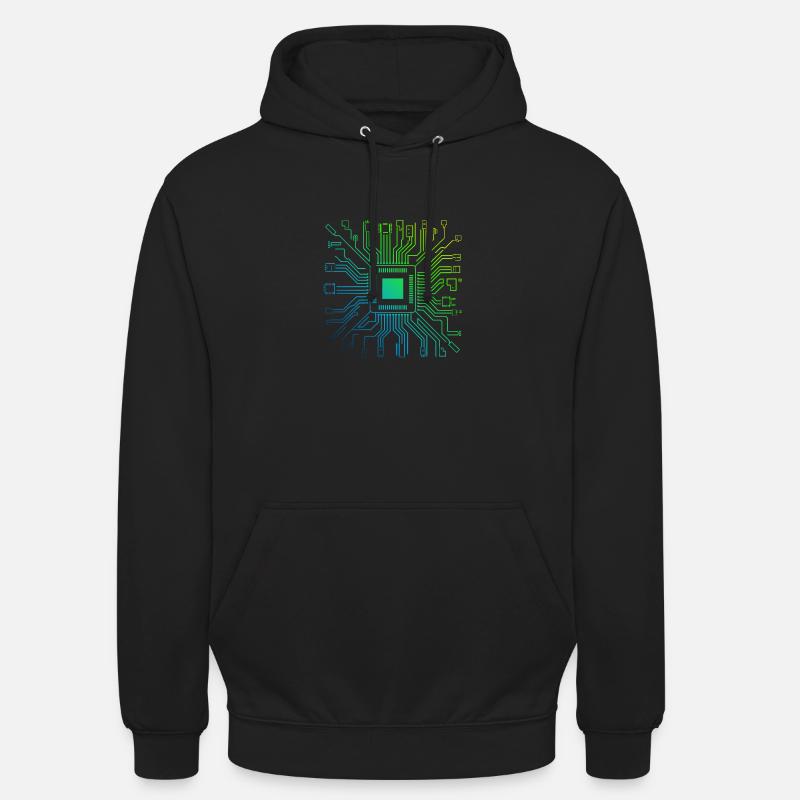 Colorful Computer Circuit Board Tech Electronic - Unisex Hoodie - black