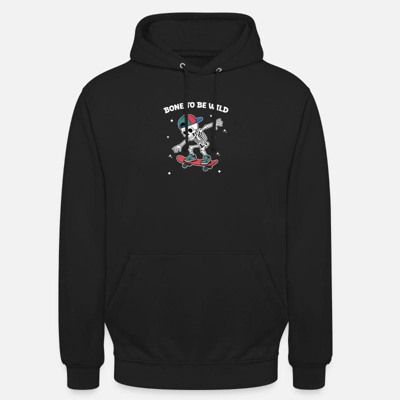 Skull Skeleton Skateboard Abenteuer - Unisex Hoodie - Schwarz