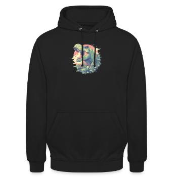 Dino Saurier Dinosaurier - Unisex Hoodie - Schwarz - Vorne - Alina (178cm) & Michal (187cm)