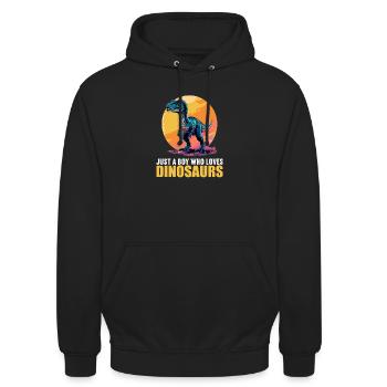 Dino Saurier Dinosaurier - Unisex Hoodie - Schwarz - Vorne - Alina (178cm) & Michal (187cm)