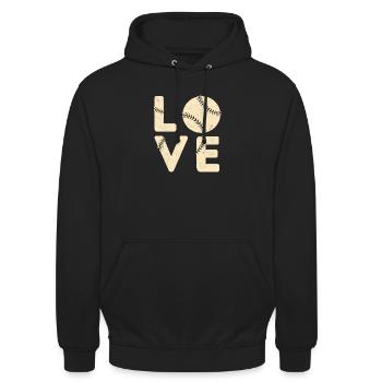 Liebe Baseball Vintage Geschenk - Unisex Hoodie - Schwarz - Vorne - Alina (178cm) & Michal (187cm)