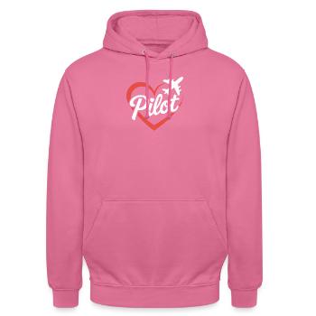 Heart and Airplane Pilot Design - Unisex Hoodie - pink - Front - Alina (178cm) & Michal (187cm)