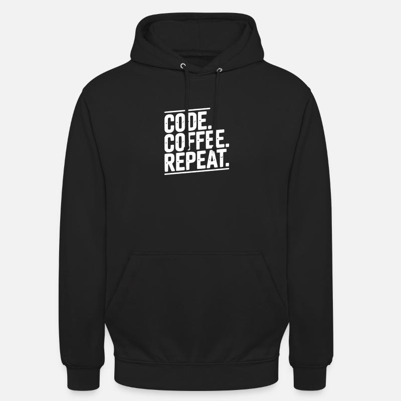 Code Coffee Repeat - Sweat-shirt à capuche unisexe - noir