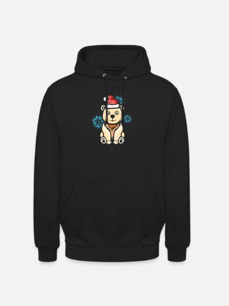 Christmas Polar Bear with Snowflakes - Unisex Hoodie - black