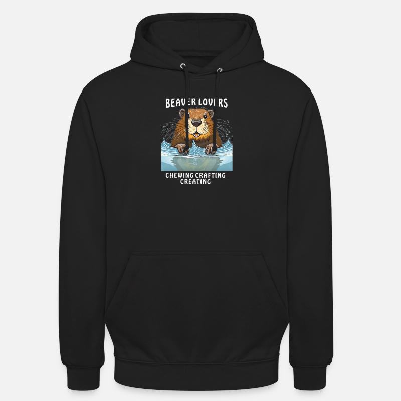 BEAVER LOVERS CHEWING CRAFTING CREATING - Unisex Hoodie - black