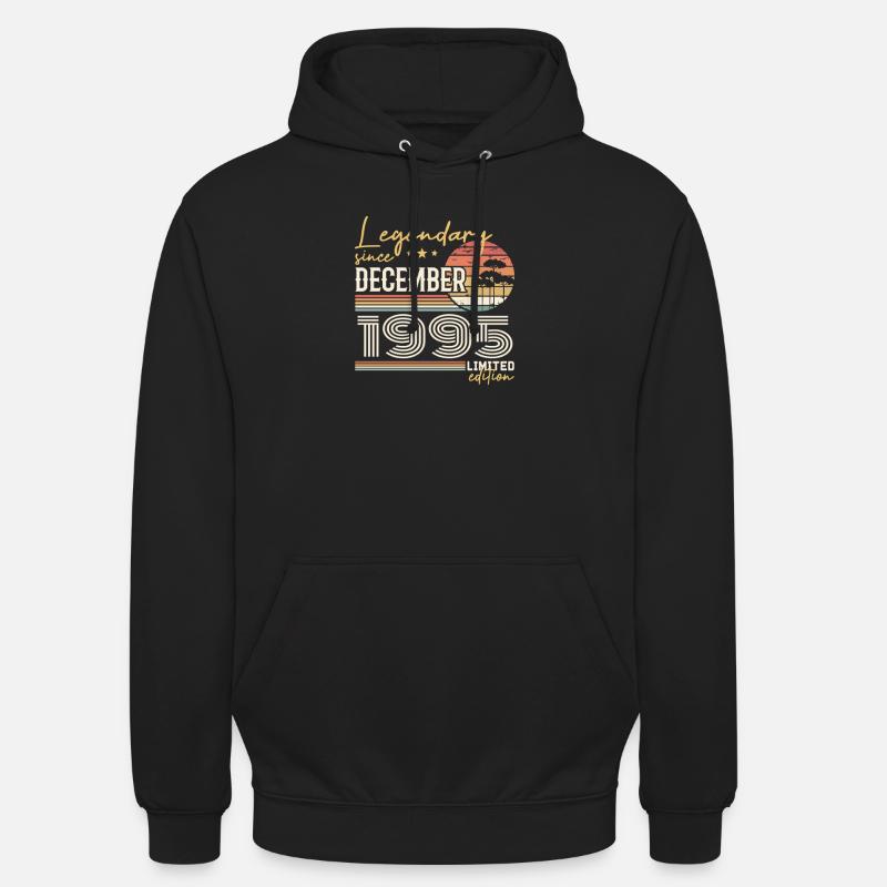 Cadeau 30e Anniversaire Décembre 1995 - Sweat-shirt à capuche unisexe - noir