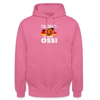 I'm Ossi saying GDR pride - Unisex Hoodie - pink - Front - Alina (178cm) & Michal (187cm)