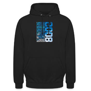 LIMITED EDITION 2008 18 JAHRE 18. GEBURTSTAG - Unisex Hoodie - Schwarz - Vorne - Alina (178cm) & Michal (187cm)