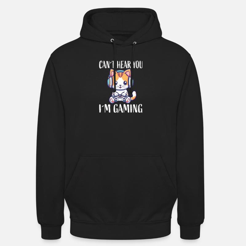 Kitten with headset while gaming - Unisex Hoodie - black