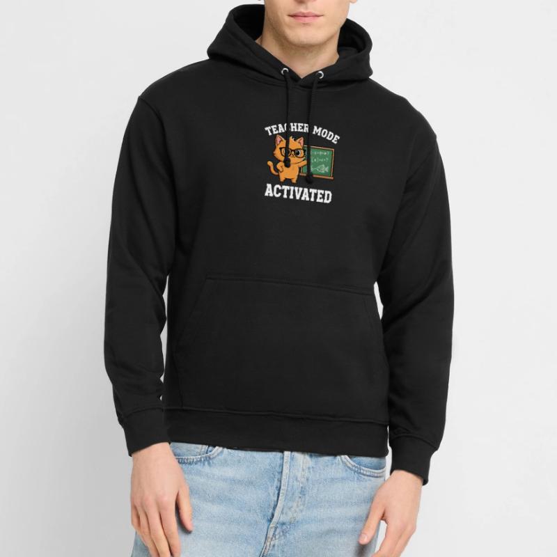Mode professeur activé Chat enseignant Déclaration drôle Sweat-shirt à capuche unisexe
