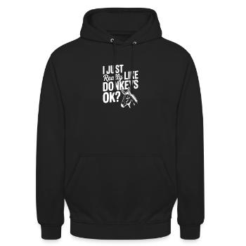 Ich mag Esel einfach wirklich sehr, okay? - Unisex Hoodie - Schwarz - Vorne - Alina (178cm) & Michal (187cm)