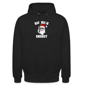 Weihnachtsmann, lustiges Weihnachten, große Nick-E - Unisex Hoodie - Schwarz - Vorne - Alina (178cm) & Michal (187cm)