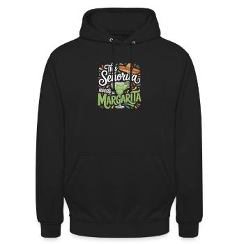 Diese Senorita braucht eine Margarita - Unisex Hoodie - Schwarz - Vorne - Alina (178cm) & Michal (187cm)