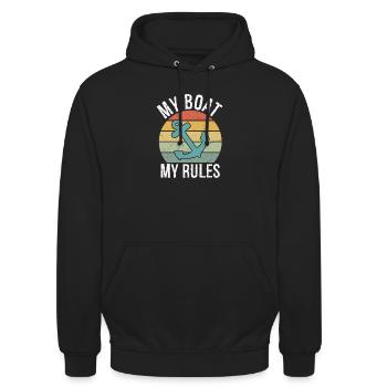 My Boat My Rules Funny Boating Captain Gift - Unisex Hoodie - Schwarz - Vorne - Alina (178cm) & Michal (187cm)