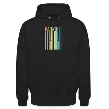 Parkour Retro Vintage - Unisex Hoodie - Schwarz - Vorne - Alina (178cm) & Michal (187cm)