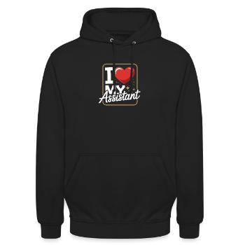  I Love My Assistant Herz Motiv für Büro - Unisex Hoodie - Schwarz - Vorne - Alina (178cm) & Michal (187cm)