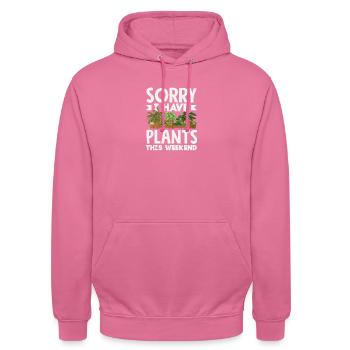 Pflanzen Dieses Wochenende Pflanzenliebhaber - Unisex Hoodie - Pink - Vorne - Alina (178cm) & Michal (187cm)