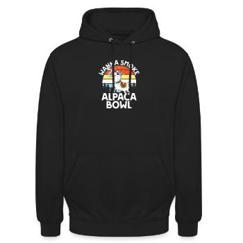 Alpaca Bowl Sunset Retro Forest - Unisex Hoodie - black - Front - Alina (178cm) & Michal (187cm)