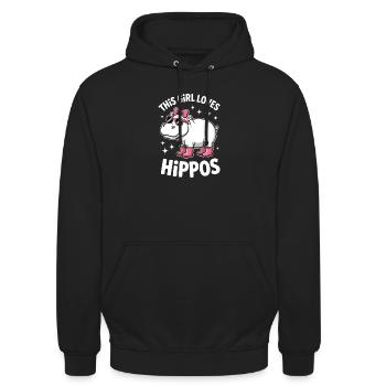 Hippopotamus Sayings Hippopotamus Joke Hippopotamus Gift - Unisex Hoodie - black - Front - Alina (178cm) & Michal (187cm)