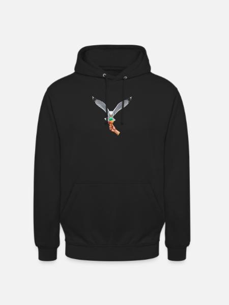Lustige Möwe Stiehlt Eiscreme - Unisex Hoodie - black
