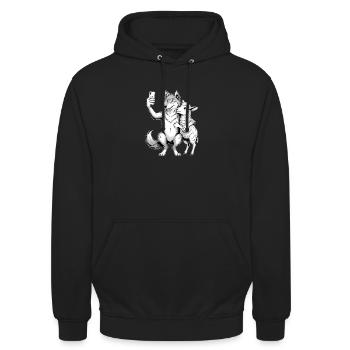 Wolf und Schaf  - Unisex Hoodie - Schwarz - Vorne - Alina (178cm) & Michal (187cm)