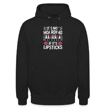 Lippenstift Sprüche Lustige Lippenstift Geschenk - Unisex Hoodie - Schwarz - Vorne - Alina (178cm) & Michal (187cm)