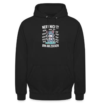 Nerve Not I'm Gambling Gamer Cat Design - Unisex Hoodie - black - Front - Alina (178cm) & Michal (187cm)