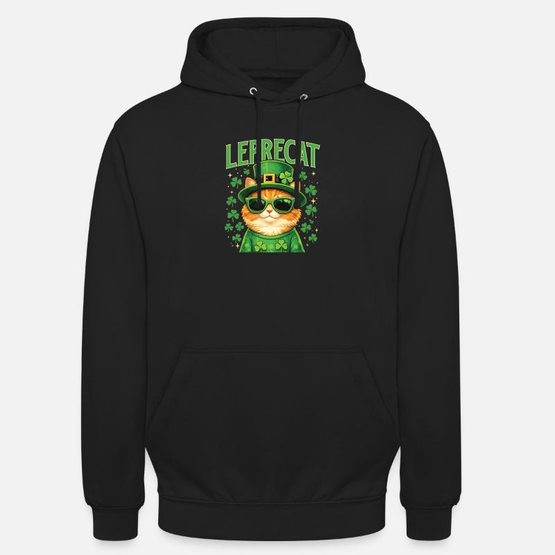 Leprecat St Patrick’s Irish Lucky Cat - Sweat-shirt à capuche unisexe - noir