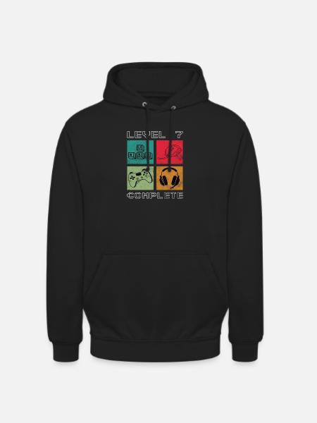 Birthday Gamer Level 7 Years Unlocked - Unisex Hoodie - black