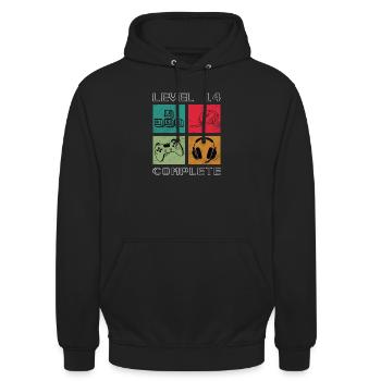 Level 14 completed - Unisex Hoodie - black - Front - Alina (178cm) & Michal (187cm)