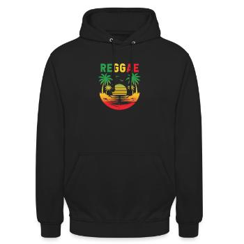 Reggae Sunset Palm Paradise - Unisex Hoodie - Schwarz - Vorne - Alina (178cm) & Michal (187cm)