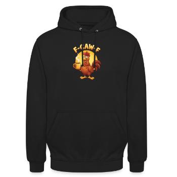 F Caw F Coffee Chicken - Unisex Hoodie - Schwarz - Vorne - Alina (178cm) & Michal (187cm)