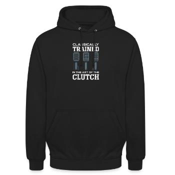 Manuelles Auto, Klassisch Ausgebildeter - Unisex Hoodie - Schwarz - Vorne - Alina (178cm) & Michal (187cm)