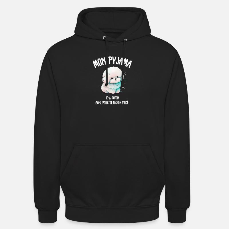 Pyjama Drôle Chien Bichon - Sweat-shirt à capuche unisexe - noir
