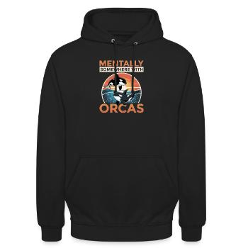 Funny Orca - Unisex Hoodie - Schwarz - Vorne - Alina (178cm) & Michal (187cm)