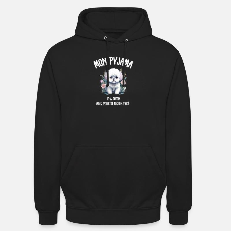 Pyjama Drôle Chien Bichon - Sweat-shirt à capuche unisexe - noir