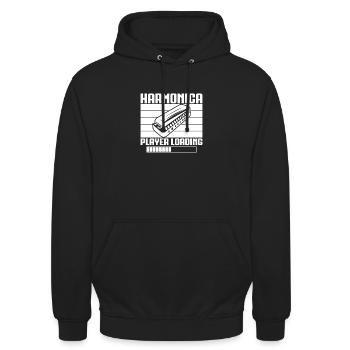 Harmonica Musican Player Loading Harmonica - Unisex Hoodie - Schwarz - Vorne - Alina (178cm) & Michal (187cm)