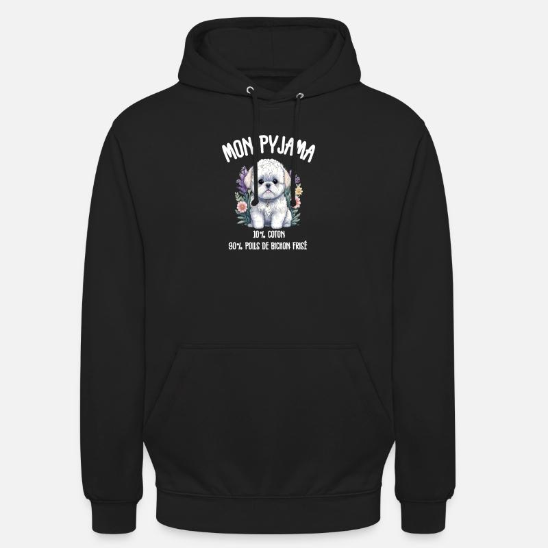 Pyjama Drôle Chien Bichon - Sweat-shirt à capuche unisexe - noir