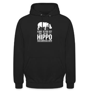 Hippopotamus Sayings Hippopotamus Joke Hippopotamus Gift - Unisex Hoodie - black - Front - Alina (178cm) & Michal (187cm)