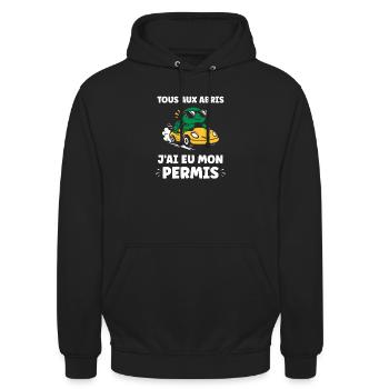 Humour j'ai mon permis de conduire - Sweat-shirt à capuche unisexe - noir - Devant - Alina (178cm) & Michal (187cm)