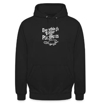 Tout va mieux avec les ornithorynques - Sweat-shirt à capuche unisexe - noir - Devant - Alina (178cm) & Michal (187cm)