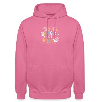 Fremdsprache Sprüche Lustige Fremdsprache Geschenk - Unisex Hoodie - Pink - Vorne - Alina (178cm) & Michal (187cm)