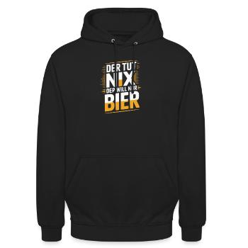 Il ne fait rien, il veut juste de la bière - Sweat-shirt à capuche unisexe - noir - Devant - Alina (178cm) & Michal (187cm)
