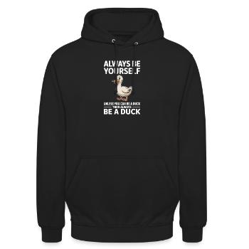 Dits de canard Canard Cadeau Drôle de Canard - Sweat-shirt à capuche unisexe - noir - Devant - Alina (178cm) & Michal (187cm)