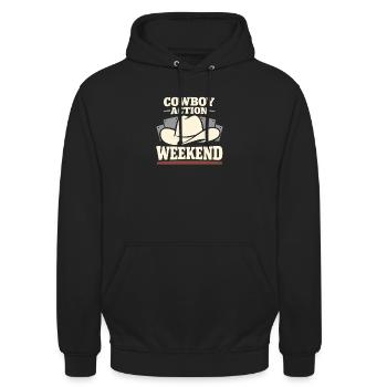 Cowboy-action-shooter. Cowboy-action-shooter - Unisex Hoodie - Schwarz - Vorne - Alina (178cm) & Michal (187cm)